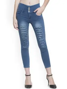 Moda Rapido Women Slim Fit Mildly Distressed Light Fade Jeans