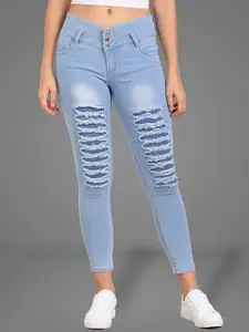 Moda Rapido Women Slim Fit Mildly Distressed Light Fade Cotton Jeans