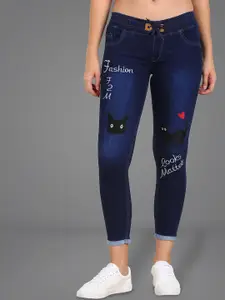 Moda Rapido Women Slim Fit Mid-Rise Low Distress Light Fade Jeans