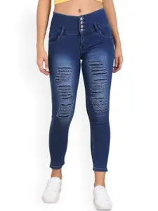 Moda Rapido Women Slim Fit Highly Distressed Light Fade Mid-Rise Jeans