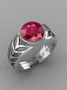 Vitra Jewellery 925 Silver Rhodium-Plated Cubic Zircon Studded Finger Ring