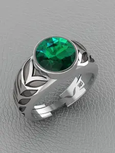 Vitra Jewellery 925 Silver Rhodium-Plated Cubic Zirconia-Studded Finger Ring