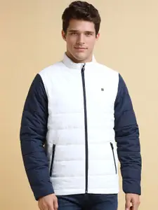 Allen Solly Men Mock Collar Colourblocked Casual Padded Jacket