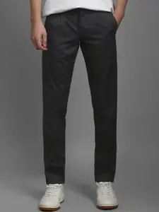 Louis Philippe Sport Men Pure Cotton Slim Fit Mid-Rise Pleated Trousers