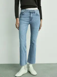 MANGO Women Flared Light Fade Stretchable Cropped Jeans