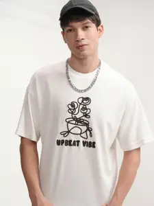 HIGHLANDER Men Graphic Printed Round Neck Cotton Oversized T-shirt