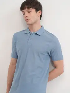 HIGHLANDER Men Solid Polo Collar Cotton Slim Fit T-shirt