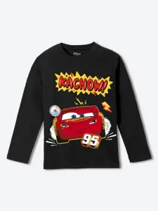 YK Disney Boys Cars Graphic Printed Round Neck Pure Cotton T-shirt