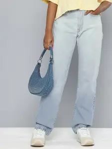 Levis Women Wedgie Straight Fit High-Rise Heavy Fade Ombre Stretchable Jeans