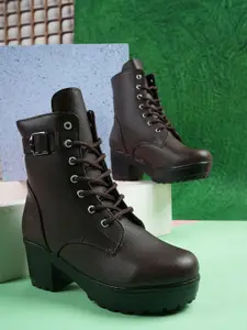 Walkfree Women Block-Heeled Lace Up Boots