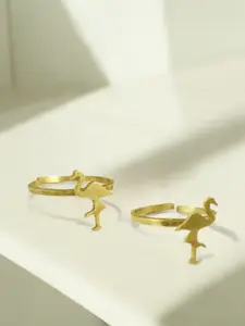 Sangria Pack Of 2 Flamingo Motif Toe Rings
