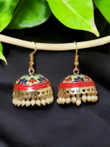 OOMPH Gold-Plated Artificial Beads Dome Shaped Jhumkas