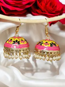 OOMPH Gold-Plated Artificial Beads Dome Shaped Jhumkas