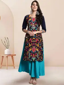 7Threads Women Ethnic Motifs Printed Floral Crepe Kurta