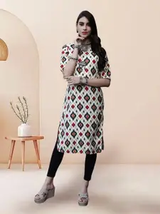 7Threads Ethnic Motifs Printed Round Neck Straight Kurta