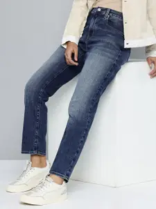 Levis Women 724 Slim Straight Fit High-Rise Heavy Fade Stretchable Jeans