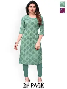 KETAKI FASHION Selection of 2 Ethnic Motifs Printed Straight Kurtas