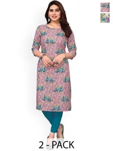 KETAKI FASHION Selection Of 2 Floral Printed Straight Kurtas