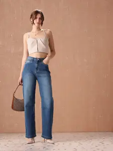 all about you Women Straight Fit High-Rise Light Fade Stretchable Jeans