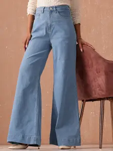 all about you Women Wide Leg High-Rise Light Fade Stretchable Jeans