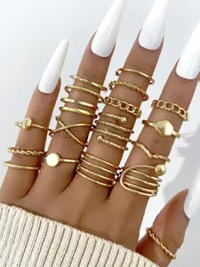Shining Diva Fashion Pack Of 18 Gold-Plated Finger Rings