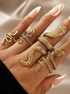 Shining Diva Fashion Pack Of 4 Gold-Plated Finger Rings