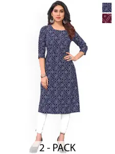 KETAKI FASHION Selection of 2 Bandhani Printed Straight Kurtas