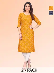 KETAKI FASHION Selection of 2 Geometric Printed Straight Kurtas