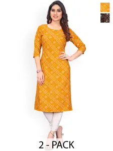 KETAKI FASHION Selection Of 2 Geometric Printed Straight Kurtas