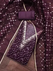 KIMISHA Embroidered Organza Unstitched Dress Material