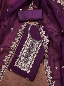 KIMISHA Embroidered Organza Unstitched Dress Material