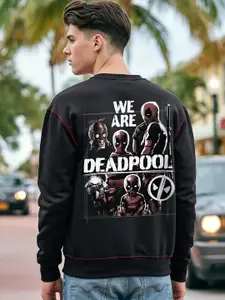 Bewakoof Men Official Marvel Merchandise Jet Marvel Graphic Printed Oversized Sweatshirt