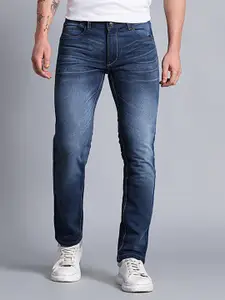 VUDU Men Narrow Tapered Fit Light Fade Cotton Jeans