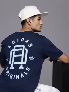 ADIDAS Originals Pure Cotton Brand Logo Printed Drop-Shoulder Sleeves Relaxed Fit T-shirt