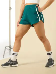 CULT Women's Teal Training Essentials Cotton Sports Shorts