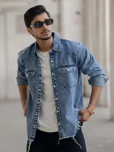 Powerlook Men Spread Collar Solid Cotton Casual Shirt