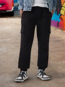 Bewakoof Men's Jet Black Oversized Cargo Jogger Pants