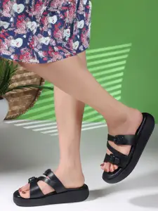 Carlton London Women Open Toe Platform Sandals with Buckles