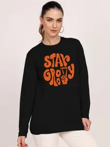 Leotude Women Typography Printed Round Neck Cotton T-shirt