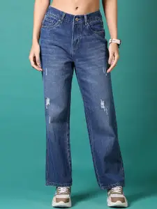 V-Mart Women Cotton Light Fade Low Distress Jeans