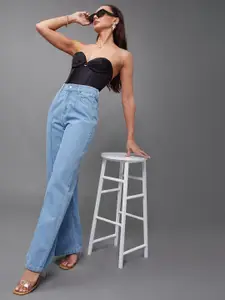 Miss Chase Women Straight Fit High-Rise Cotton Jeans