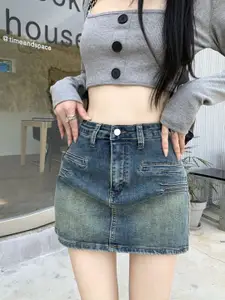 StyleCast Women Straight Mini Denim Skirt
