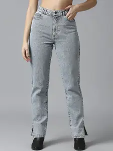 The Roadster Lifestyle Co Women Pure Cotton High Rise Straight Fit Jeans