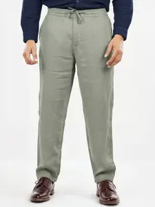 Celio Men Straight Fit Pure Linen Joggers Trousers