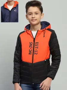 Monte Carlo Boys Hooded Colourblocked Casual Padded Reversible Jacket