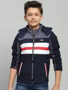 Monte Carlo Boys Hooded Colourblocked Casual Tailored Lightweight Jacket