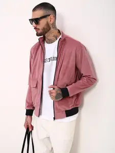 SHOWOFF Men Mock Collar Solid Casual Windcheater Bomber Jacket