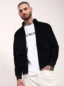 SHOWOFF Men Mock Collar Solid Casual Bomber Windcheater Jacket