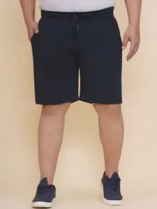 John Pride Men Plus Size Colourblocked Mid-Rise Cotton Sports Shorts