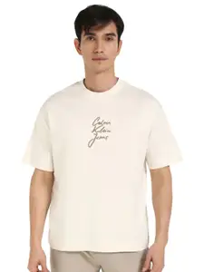 Calvin Klein Jeans Men Typography Printed Round Neck Cotton Oversized T-shirt